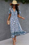 Summer V-Neck Tie Bohemian Dress