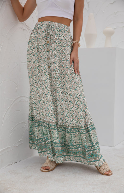 Women's High-Waisted Fashion Printed Flounce Skirt