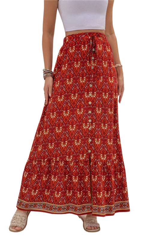 Women's High-Waisted Fashion Printed Flounce Skirt