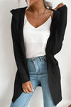 Ribbed Open Front Hooded Cardigan with Pockets