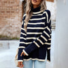 Luxury L'Affaire: Elevate Your Style - New Casual Round Neck Striped Long Sleeve Sweater