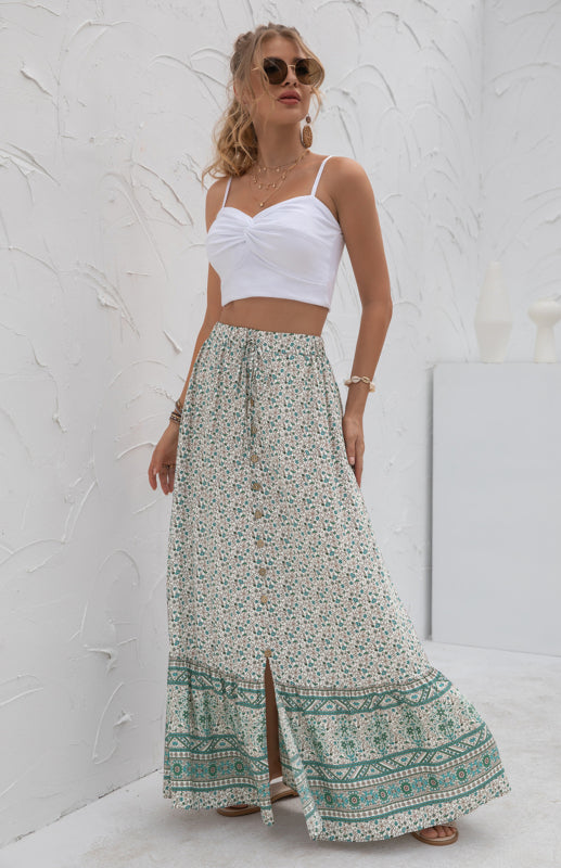 Women's High-Waisted Fashion Printed Flounce Skirt