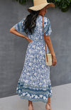 Summer V-Neck Tie Bohemian Dress