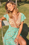 Luxury L'Affaire's Women's Short Sleeve V Neck Boho Maxi Dress