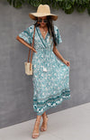 Summer V-Neck Tie Bohemian Dress