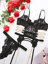 Women's Embroidery Bandage Cross Sexy Lingerie Set