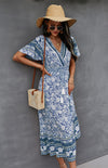 Summer V-Neck Tie Bohemian Dress