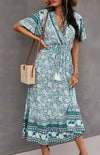 Summer V-Neck Tie Bohemian Dress