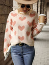 Luxury L'Affaire's Heart-Printed Knit Casual Long Sleeve Sweater