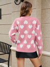 Women's Dropped Sleeves Round Neck Heart Sweater