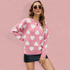 Women's Dropped Sleeves Round Neck Heart Sweater