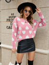 Women's Dropped Sleeves Round Neck Heart Sweater