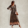Luxury L'Affaire V Neck Button Up Floral Print Long Chiffon Sleeve Maxi Dress