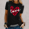 Check peach heart love print short-sleeved T-shirt top