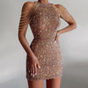 Luxury L'Affaire Women's Sequin Chain Beads Shoulder Straps Body-con Minidress