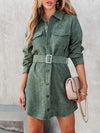 Luxury L'Affaire Women's Belted Long-sleeve Cotton Corduroy Shirtdress
