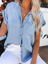 Luxury L'Affaire's Women's Denim Short-sleeve Button-up Shirt