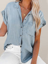 Luxury L'Affaire's Women's Denim Short-sleeve Button-up Shirt