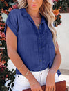 Luxury L'Affaire's Women's Denim Short-sleeve Button-up Shirt