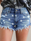 Luxury L'Affaire Women's All Over Star Print Denim Shorts