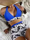Luxury L'Affaire Women's Printed Bikini Top And High-waist Bottoms Shorts Set