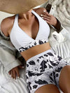 Luxury L'Affaire Women's Printed Bikini Top And High-waist Bottoms Shorts Set