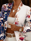 Luxury L'Affaire Women's Floral Print Full Zip Bomber Jacket