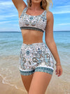 Luxury L'Affaire's Women's Printed Two-piece Bikini Crop Top With High-waist Bottoms Swimming Set
