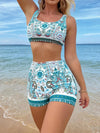 Luxury L'Affaire's Women's Printed Two-piece Bikini Crop Top With High-waist Bottoms Swimming Set