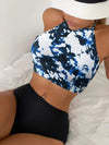 Luxury L'Affaire Women's Media Tie-dye Print Halter Neck Two-piece Swimsuit Set