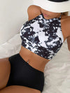 Luxury L'Affaire Women's Media Tie-dye Print Halter Neck Two-piece Swimsuit Set