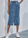 Luxury L'Affaire's Women's Denim Button-Up Midi Skirt
