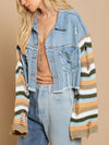 Luxury L'Affaire Women's Casual Fashion Denim Rainbow Long-Sleeved Splicing Jacket