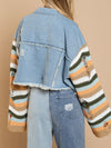 Luxury L'Affaire Women's Casual Fashion Denim Rainbow Long-Sleeved Splicing Jacket