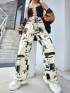 Women's Casual Fashion Trend Abstract Irregular Newspaper Printed Jeans