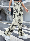 Women's Casual Fashion Trend Abstract Irregular Newspaper Printed Jeans