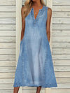 Luxury L'Affaire's Sleeveless V-Neck Loose Casual Denim Dress