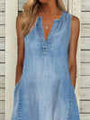 Luxury L'Affaire's Sleeveless V-Neck Loose Casual Denim Dress