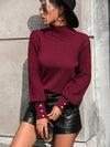 Luxury L'Affaire's Pullover Women's Knit Turtleneck Beaded Sweater