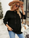Luxury L'Affaire's Solid Color Button Rope Knit Loose Pullover Sweater