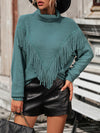 Luxury L'Affaire Women's Loose Fringed Sweater Knit Turtleneck Sweater