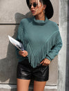 Luxury L'Affaire Women's Loose Fringed Sweater Knit Turtleneck Sweater