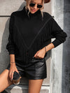Luxury L'Affaire Women's Loose Fringed Sweater Knit Turtleneck Sweater
