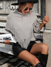 Luxury L'Affaire Women's Loose Fringed Sweater Knit Turtleneck Sweater