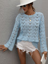 Luxury L'Affaire Trumpet Sleeve Hollow Pullover Round Neck Loose Sweater for Women