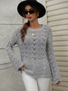 Luxury L'Affaire Trumpet Sleeve Hollow Pullover Round Neck Loose Sweater for Women