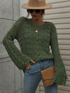 Luxury L'Affaire Trumpet Sleeve Hollow Pullover Round Neck Loose Sweater for Women