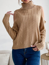 Luxury L'Affaire Elevate Your Style - Chic Twist Off-Shoulder Turtleneck Sweater