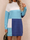 Luxury L'Affaire Women's Casual Colour Block Dress Crew Neck Knit Long Sweater