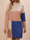 Luxury L'Affaire Women's Casual Colour Block Dress Crew Neck Knit Long Sweater